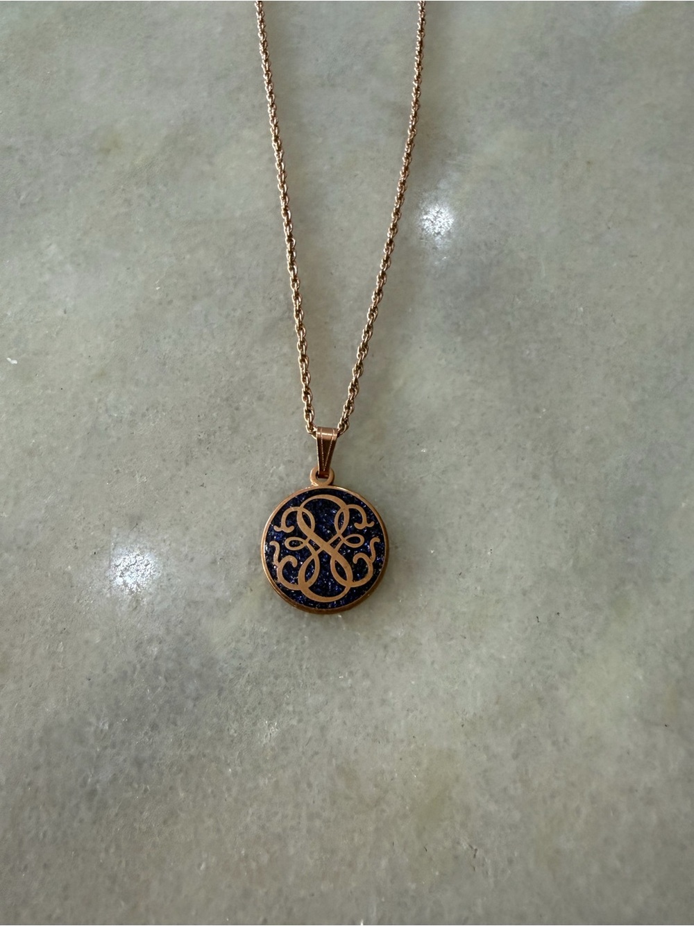 Alex and Ani Rose Gold Blue Enamel Filigree Pendant Necklace - Women Jewelry